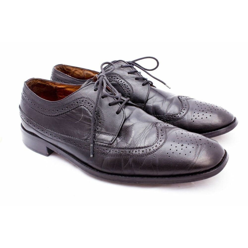 Cosani M5L-207-01 Black Wingtip Shoes Men’s 12 M Handcrafted Italy